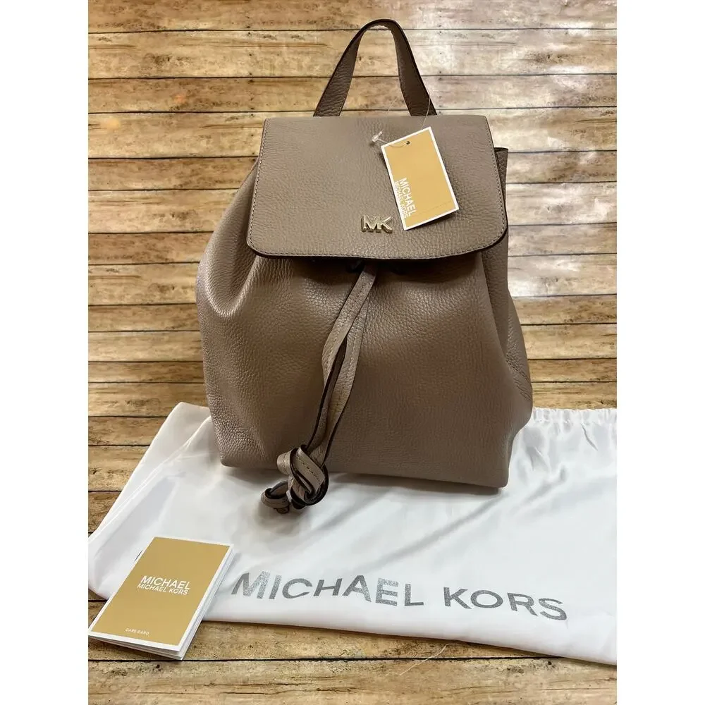 Michael Kors Junie Medium Pebbled Leather Backpack Truffle 30T8TX5B2L NWT